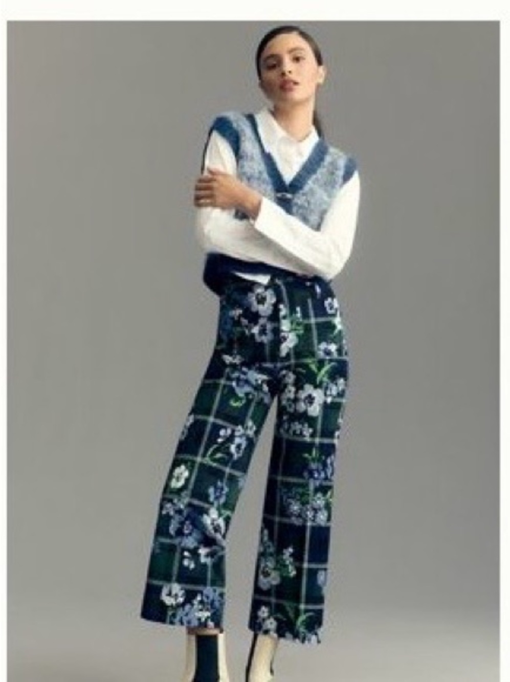 Maeve Colette magic fabric crop Wide-Leg Pants emerald green
